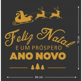 Autocolante Feliz Natal Dourado
