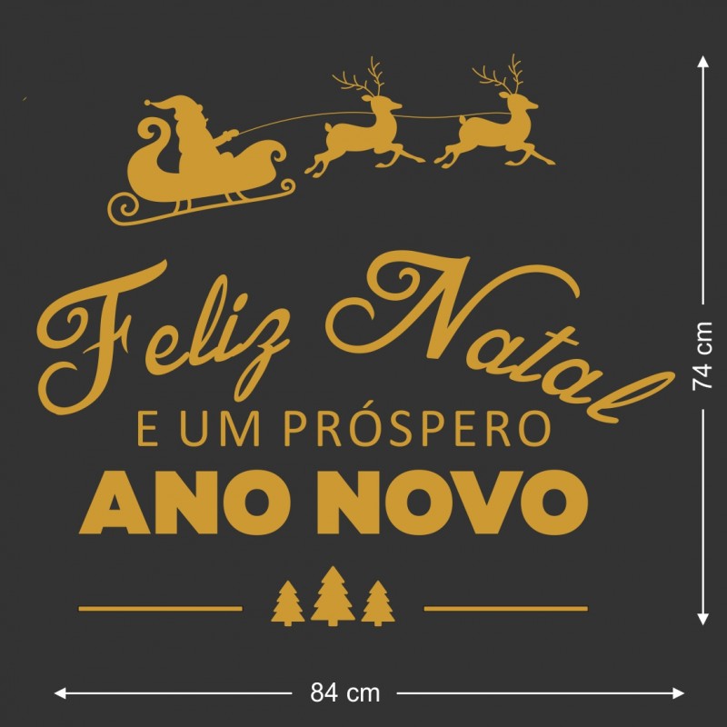 Autocolante Feliz Natal Dourado