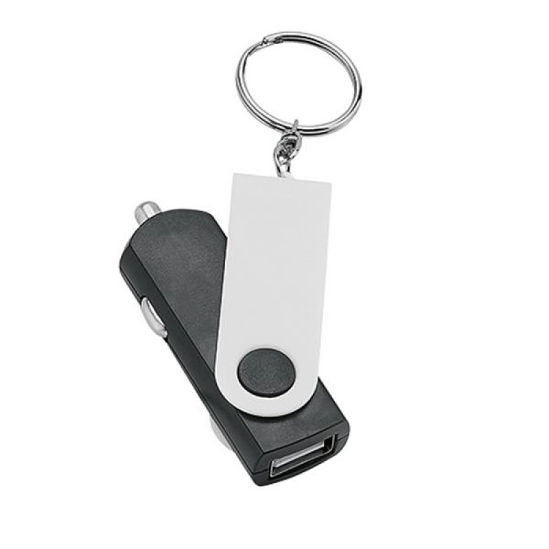 Porta-chaves com carregador USB de isqueiro preto