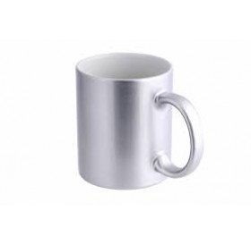 Caneca Prateada de cerâmica brilhante 