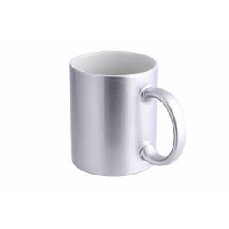 Caneca Prateada de cerâmica brilhante 