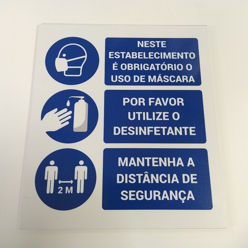 Placa "Recomendações COVID" Placa "Recomendações COVID"