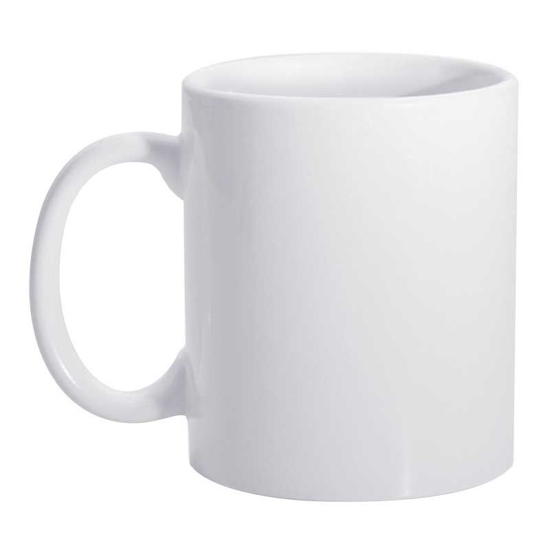 Caneca branca brilhante de cerâmica