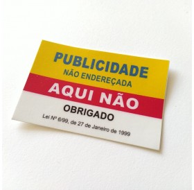 Autocolante "Publicidade Não Endereçada Aqui Não" Amarelo Torrado / Rosa 75x50mm