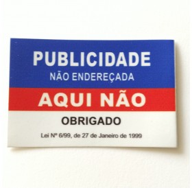 Publicidade Não Endereçada Aqui Não 75x50mm Vermelho e Azul