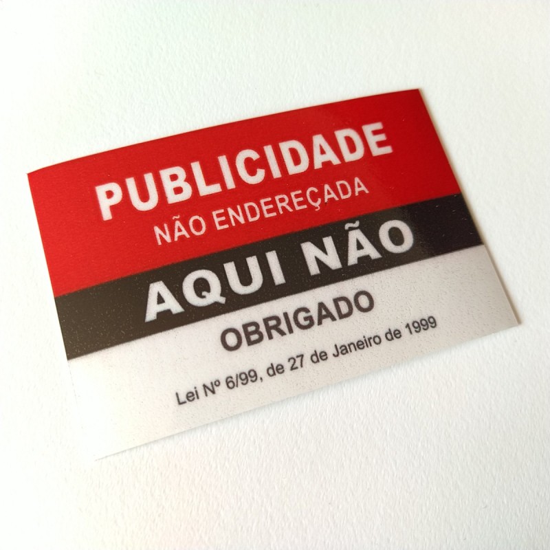 Autocolante "Publicidade Não Endereçada Aqui Não" Vermelho/Preto