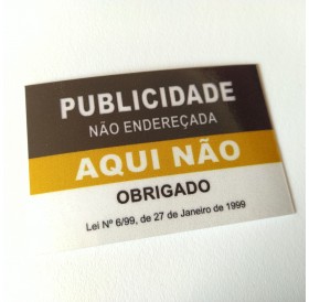 Autocolante "Publicidade Não Endereçada Aqui Não" Preto/Dourado
