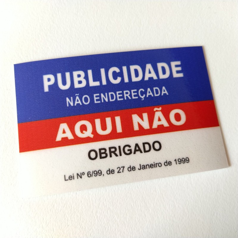 Autocolante "Publicidade Não Endereçada Aqui Não" Azul/Vermelho